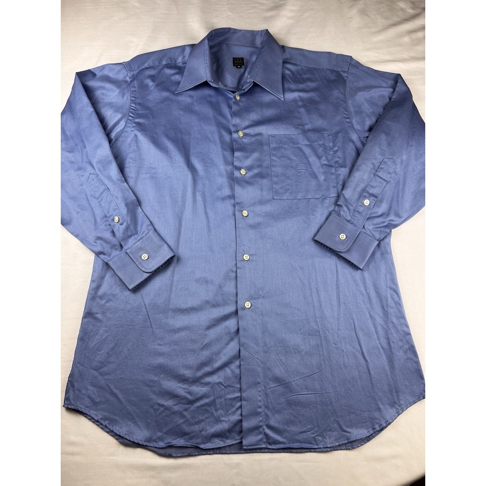 IKE Behar Dress Shirt Men's 16 35 Long‎ Sleeve 100% Cotton Made In USA